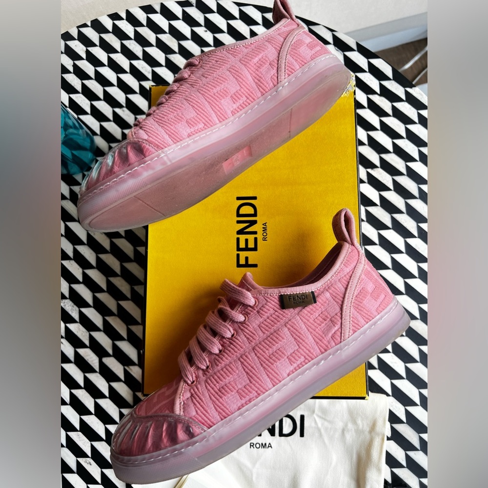 Pink Fendi Zucca FF canvas sneakers